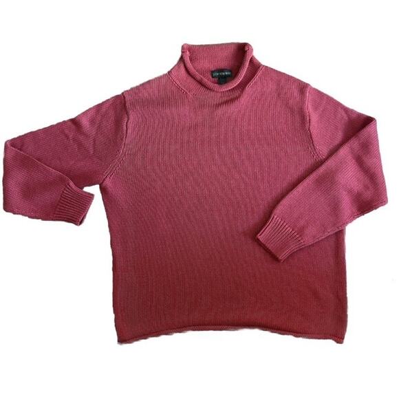 J Crew Always Roll Neck Fisherman Cotton Sweater Mens Large Salmon Coral Oarsman